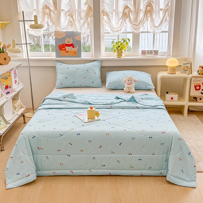 91家纺网 家纺一手货源 找家纺 天瑜家纺 2026新款棉绸夏被苏香绸舒香绸夏凉被人造棉空调被 爱恋 蓝