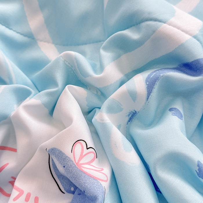 91家纺网 家纺一手货源 找家纺 天瑜家纺 2026新款棉绸夏被苏香绸舒香绸夏凉被人造棉空调被 爱心 蓝