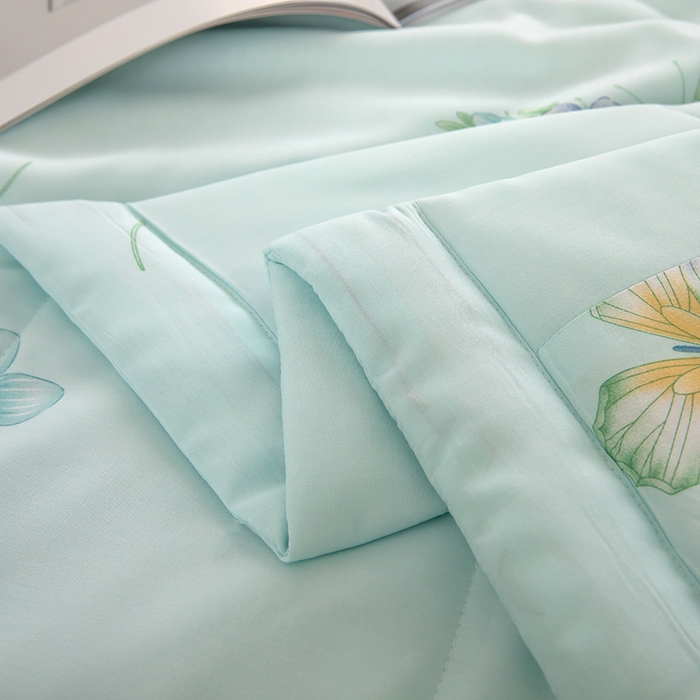 91家纺网 家纺一手货源 找家纺 天瑜家纺 2026新款棉绸夏被苏香绸舒香绸夏凉被人造棉空调被 彩蝶 蓝