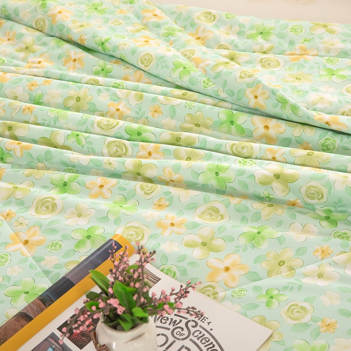 91家纺网 家纺一手货源 找家纺 天瑜家纺 2026新款棉绸夏被苏香绸舒香绸夏凉被人造棉空调被 花语 绿