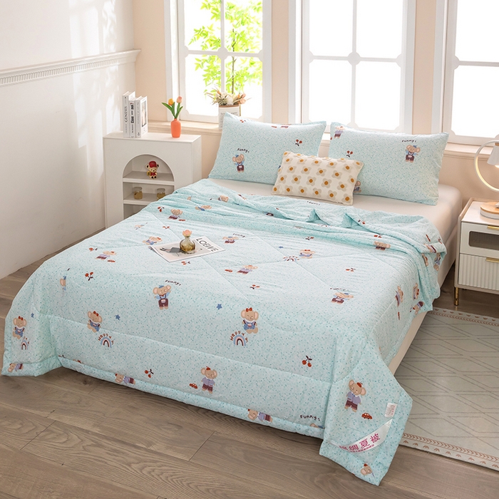 91家纺网 家纺一手货源 找家纺 天瑜家纺 2026新款棉绸夏被苏香绸舒香绸夏凉被人造棉空调被 可爱小象