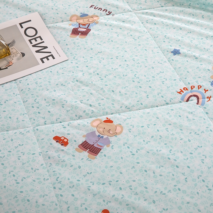 91家纺网 家纺一手货源 找家纺 天瑜家纺 2026新款棉绸夏被苏香绸舒香绸夏凉被人造棉空调被 可爱小象