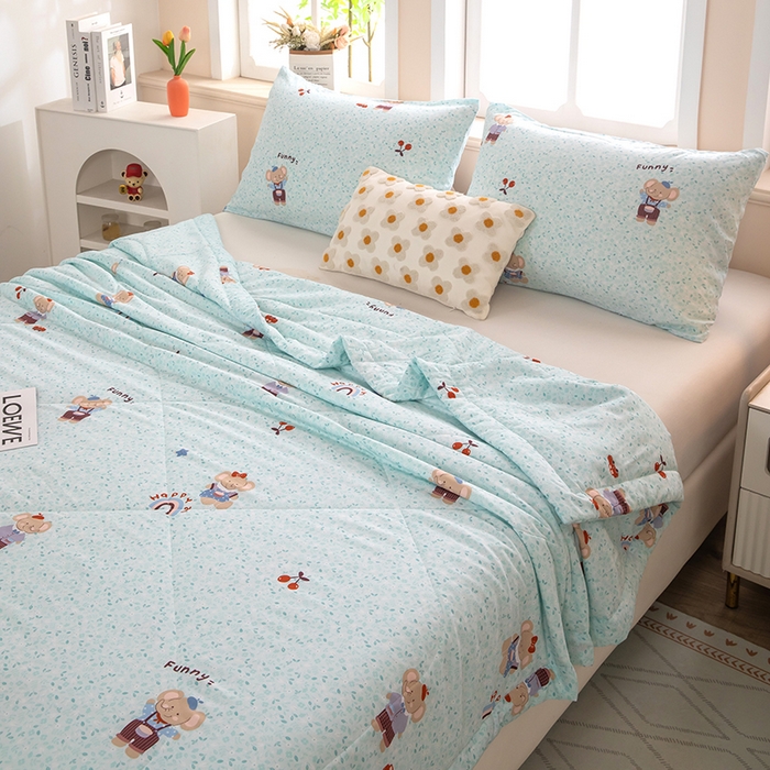 91家纺网 家纺一手货源 找家纺 天瑜家纺 2026新款棉绸夏被苏香绸舒香绸夏凉被人造棉空调被 可爱小象