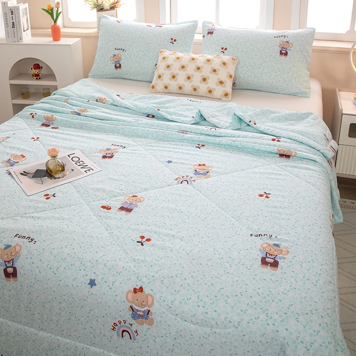 91家纺网 家纺一手货源 找家纺 天瑜家纺 2026新款棉绸夏被苏香绸舒香绸夏凉被人造棉空调被 可爱小象