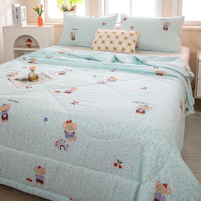 天瑜家纺 2026新款棉绸夏被苏香绸舒香绸夏凉被人造棉空调被 可爱小象