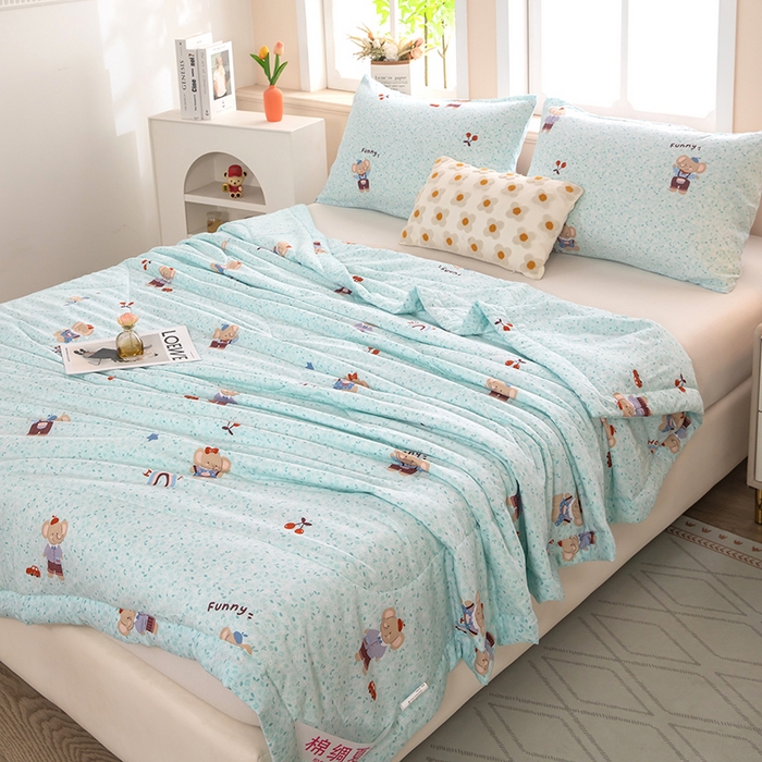 91家纺网 家纺一手货源 找家纺 天瑜家纺 2026新款棉绸夏被苏香绸舒香绸夏凉被人造棉空调被 可爱小象