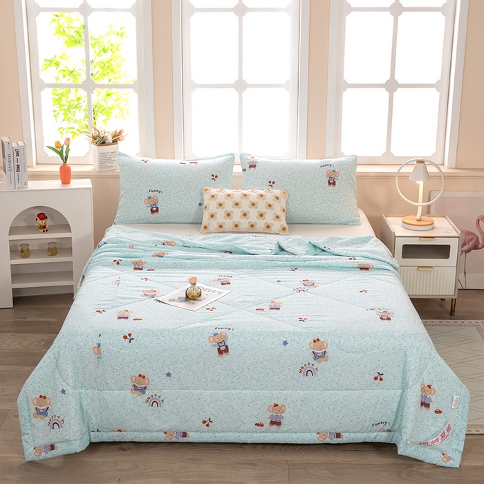 91家纺网 家纺一手货源 找家纺 天瑜家纺 2026新款棉绸夏被苏香绸舒香绸夏凉被人造棉空调被 可爱小象