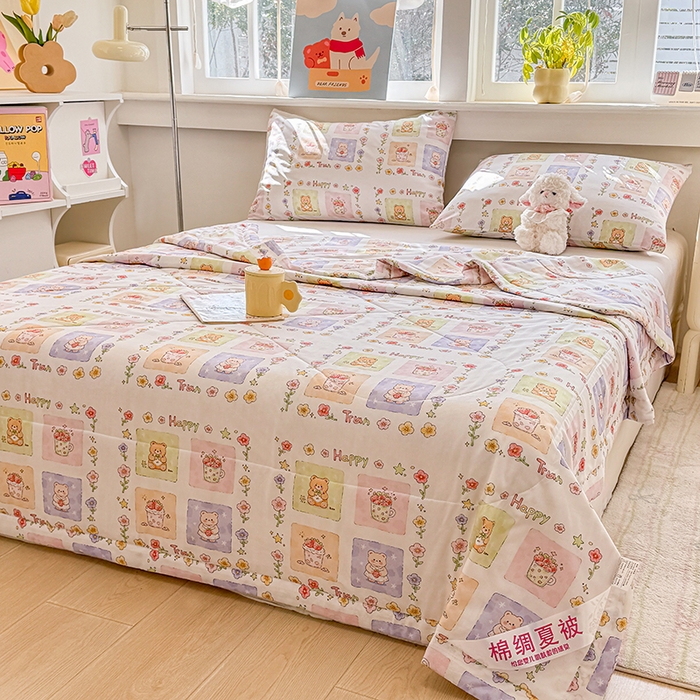 天瑜家纺 2026新款棉绸夏被苏香绸舒香绸夏凉被人造棉空调被 快乐时光