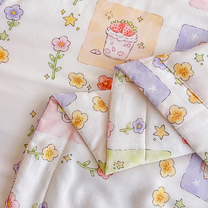 91家纺网 家纺一手货源 找家纺 天瑜家纺 2026新款棉绸夏被苏香绸舒香绸夏凉被人造棉空调被 快乐时光