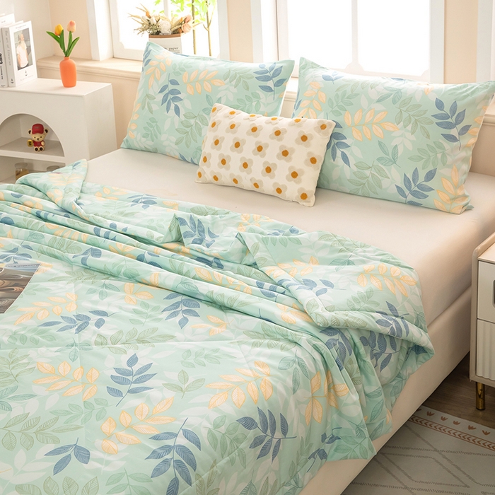 91家纺网 家纺一手货源 找家纺 天瑜家纺 2026新款棉绸夏被苏香绸舒香绸夏凉被人造棉空调被 叶叶情深