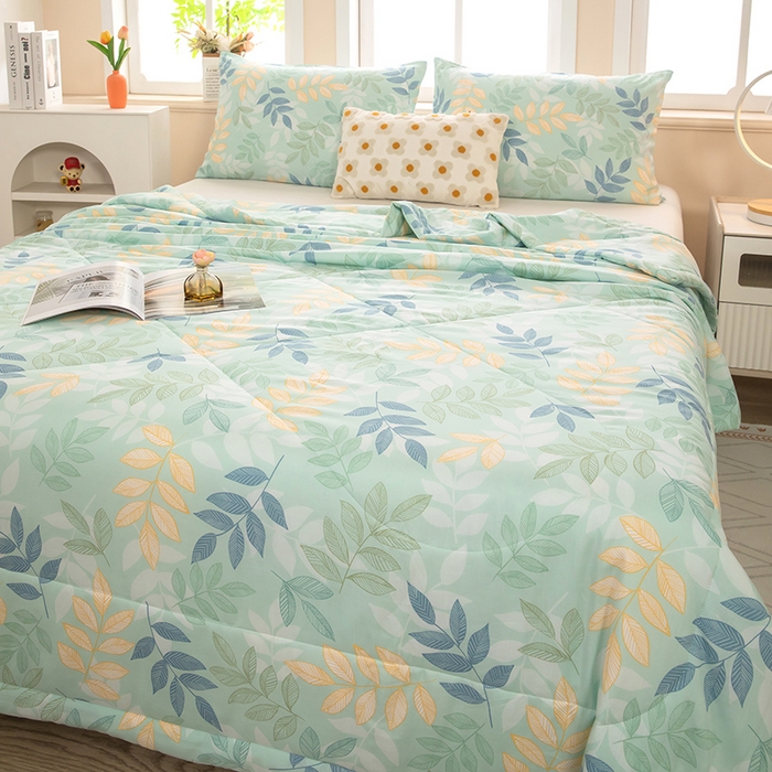 91家纺网 家纺一手货源 找家纺 天瑜家纺 2026新款棉绸夏被苏香绸舒香绸夏凉被人造棉空调被 叶叶情深