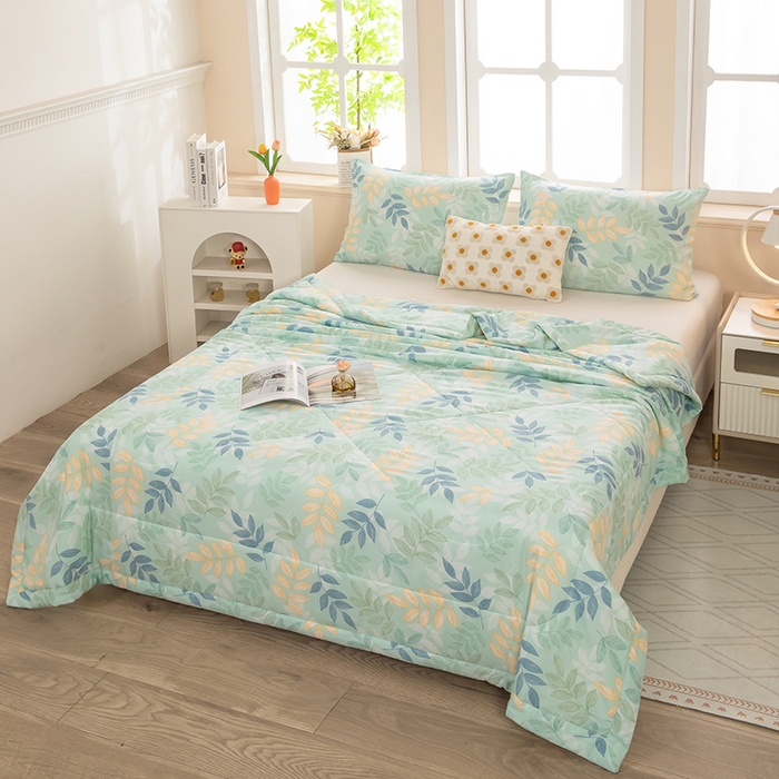 91家纺网 家纺一手货源 找家纺 天瑜家纺 2026新款棉绸夏被苏香绸舒香绸夏凉被人造棉空调被 叶叶情深