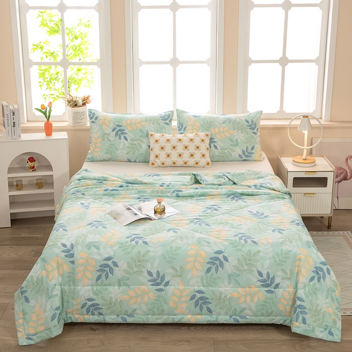 91家纺网 家纺一手货源 找家纺 天瑜家纺 2026新款棉绸夏被苏香绸舒香绸夏凉被人造棉空调被 叶叶情深