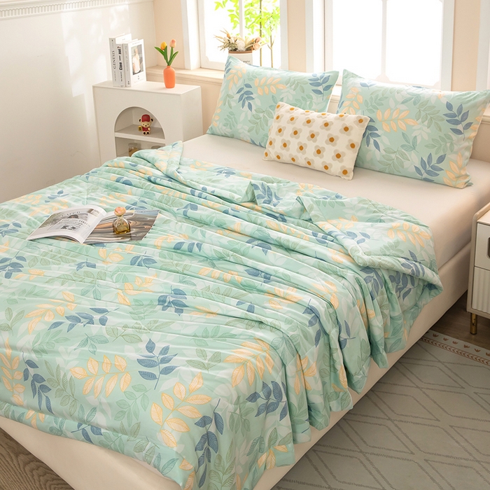 91家纺网 家纺一手货源 找家纺 天瑜家纺 2026新款棉绸夏被苏香绸舒香绸夏凉被人造棉空调被 叶叶情深