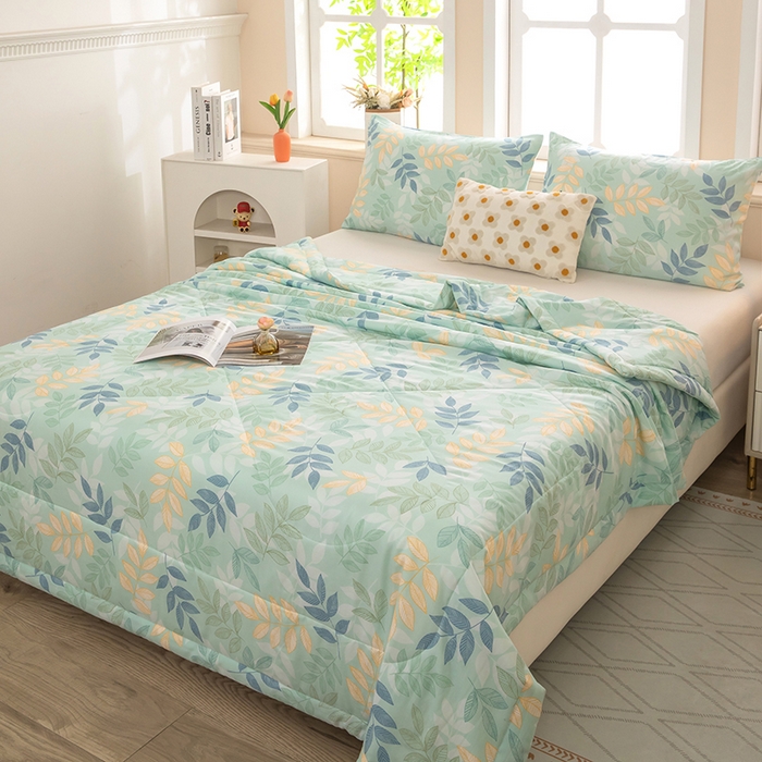 天瑜家纺 2026新款棉绸夏被苏香绸舒香绸夏凉被人造棉空调被 叶叶情深