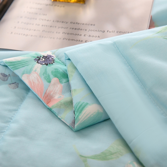 91家纺网 家纺一手货源 找家纺 天瑜家纺 2026新款棉绸夏被苏香绸舒香绸夏凉被人造棉空调被 韵彩 蓝