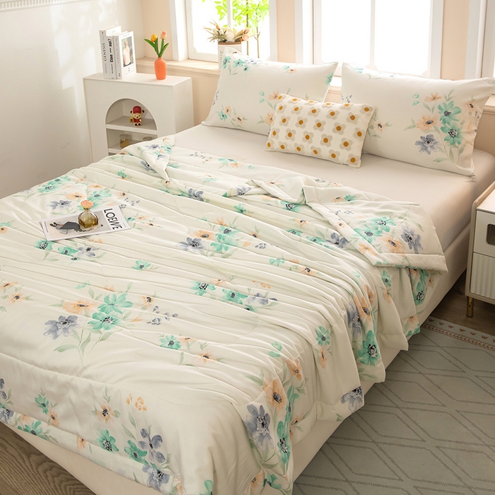 91家纺网 家纺一手货源 找家纺 天瑜家纺 2026新款棉绸夏被苏香绸舒香绸夏凉被人造棉空调被 韵彩 米