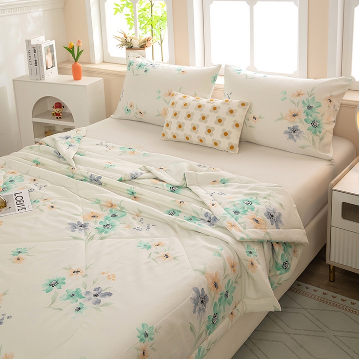 91家纺网 家纺一手货源 找家纺 天瑜家纺 2026新款棉绸夏被苏香绸舒香绸夏凉被人造棉空调被 韵彩 米