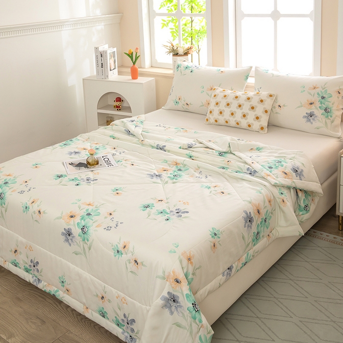 天瑜家纺 2026新款棉绸夏被苏香绸舒香绸夏凉被人造棉空调被 韵彩 米