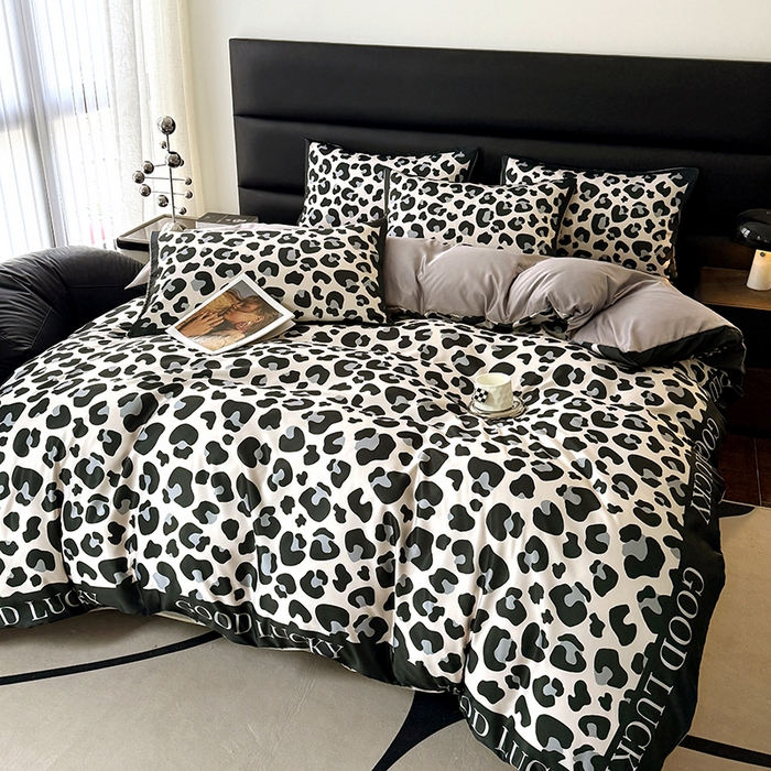 91家纺网 家纺一手货源 找家纺 色鬼布艺高端家居主号 2026新款豹纹水洗真丝款四件套 豹纹-米