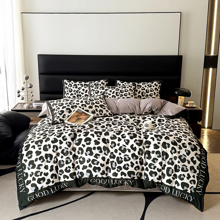 91家纺网 家纺一手货源 找家纺 色鬼布艺高端家居主号 2026新款豹纹水洗真丝款四件套 豹纹-米