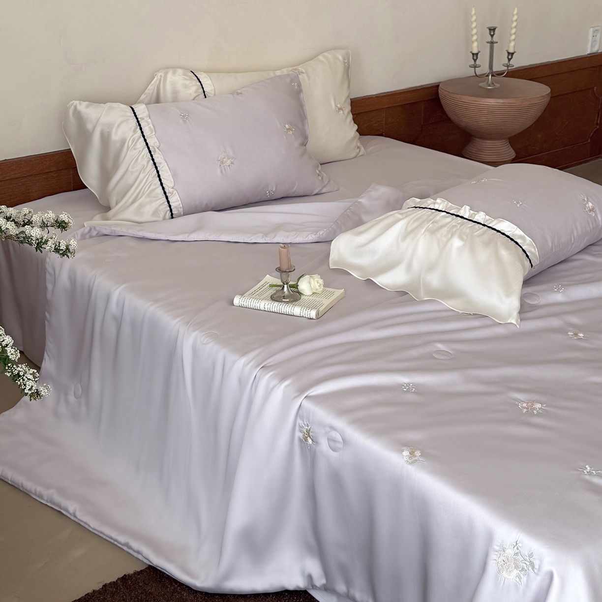 91家纺网 家纺一手货源 找家纺 鹿班家居 2026新款60S兰精天丝刺绣夏被系列-玖野集（标准会员-20元) 紫色