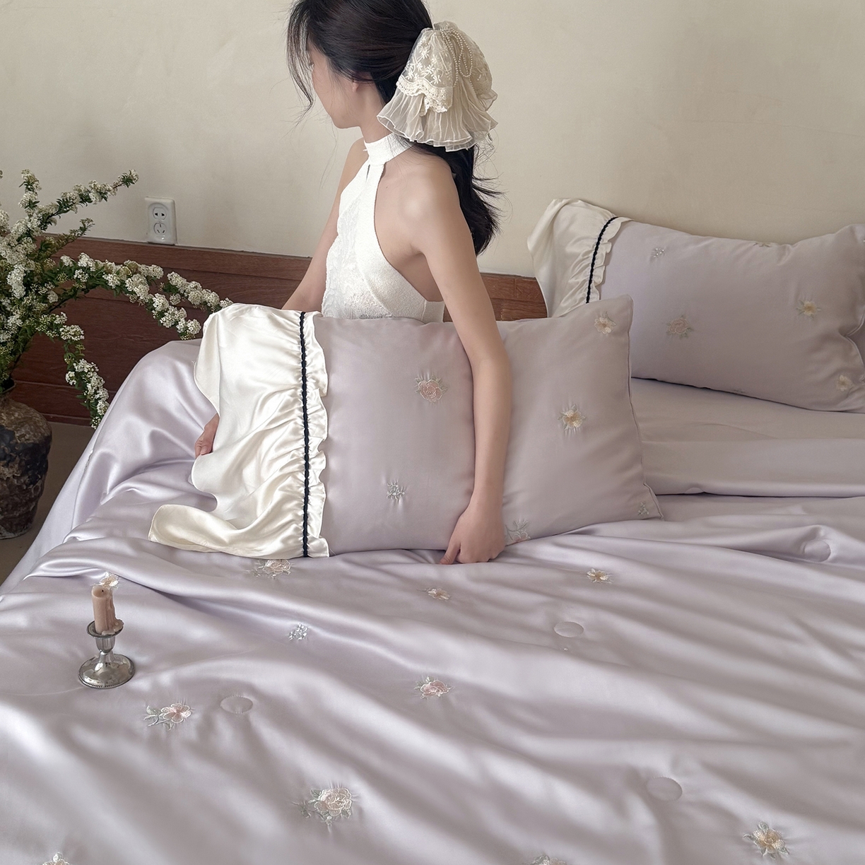 91家纺网 家纺一手货源 找家纺 鹿班家居 2026新款60S兰精天丝刺绣夏被系列-玖野集（标准会员-20元) 紫色