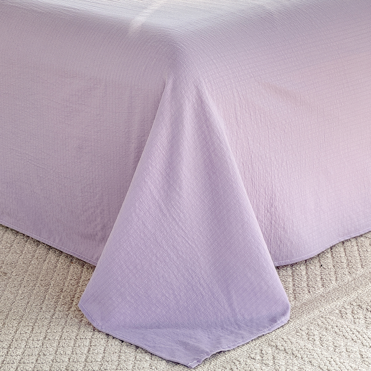 91家纺网 家纺一手货源 找家纺 多品家纺 2026年奶呼呼云感双层纱四件套 白露紫