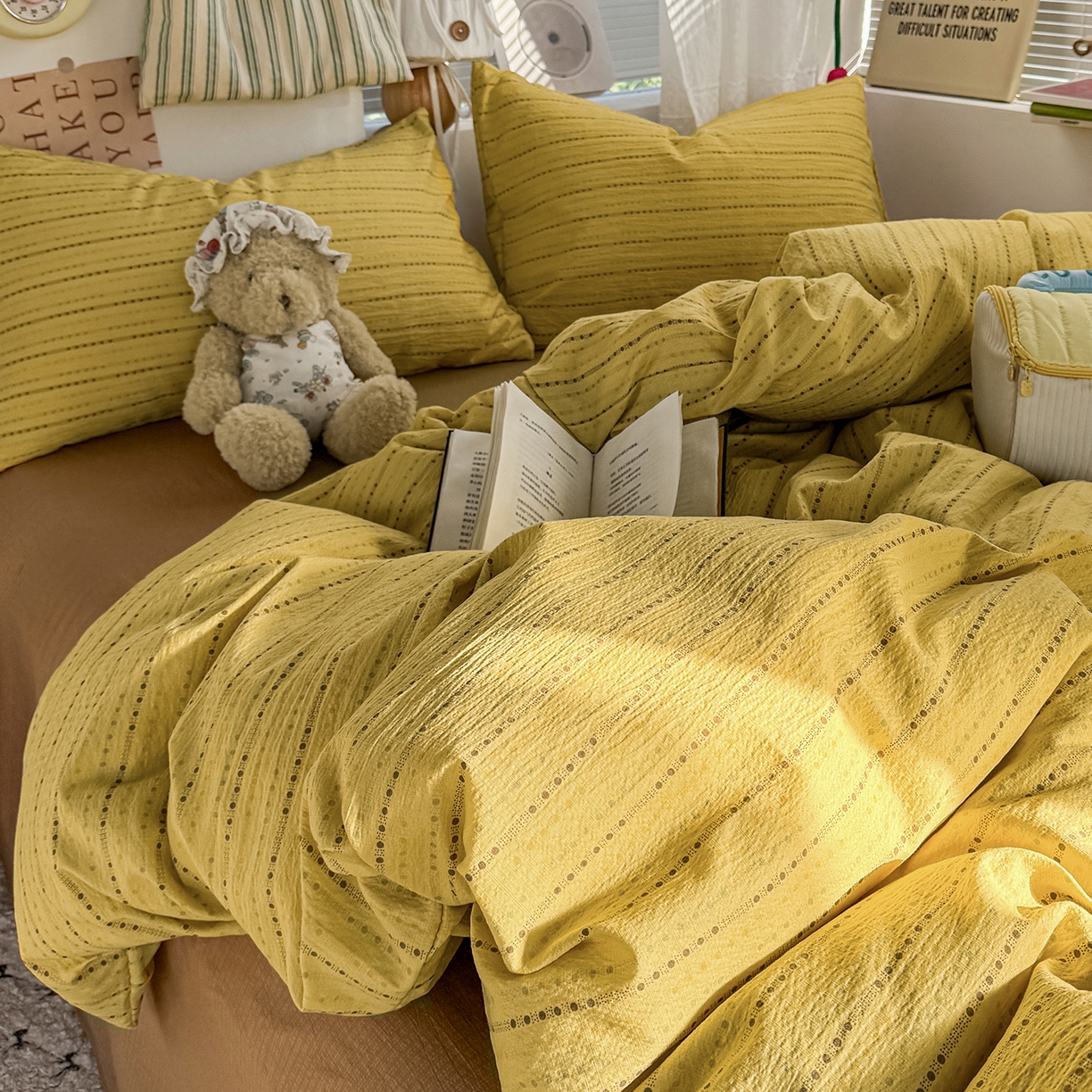 91家纺网 家纺一手货源 找家纺 多品家纺 2026年奶呼呼云感双层纱四件套 薄荷焦糖