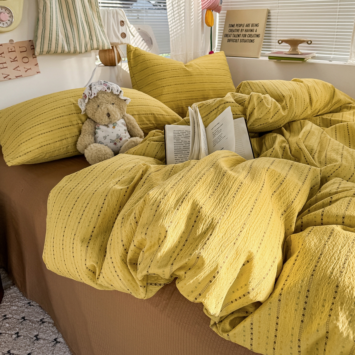 91家纺网 家纺一手货源 找家纺 多品家纺 2026年奶呼呼云感双层纱四件套 薄荷焦糖