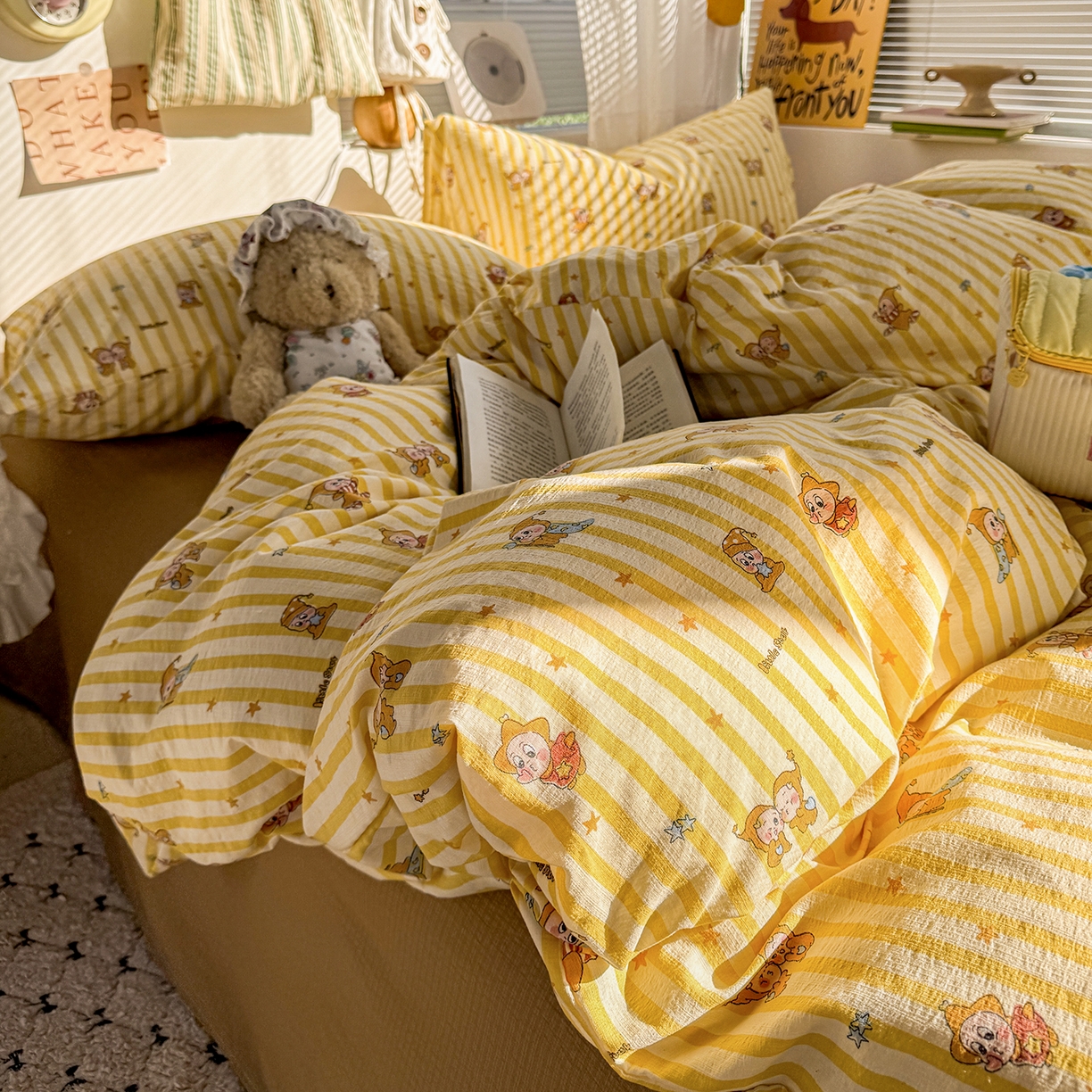 91家纺网 家纺一手货源 找家纺 多品家纺 2026年奶呼呼云感双层纱四件套 橘夏