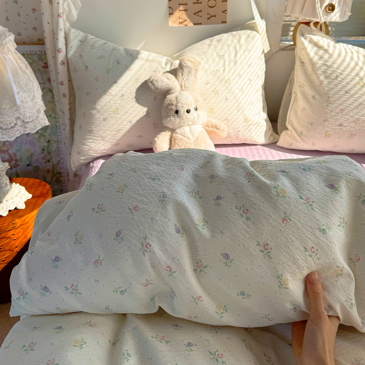 91家纺网 家纺一手货源 找家纺 多品家纺 2026年奶呼呼云感双层纱单被套 被套单件 白露紫