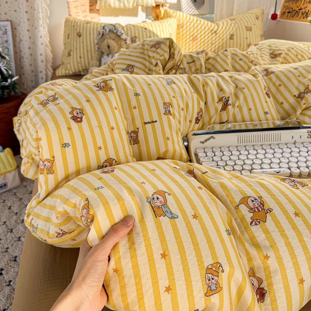 91家纺网 家纺一手货源 找家纺 多品家纺 2026年奶呼呼云感双层纱单被套 被套单件 橘夏