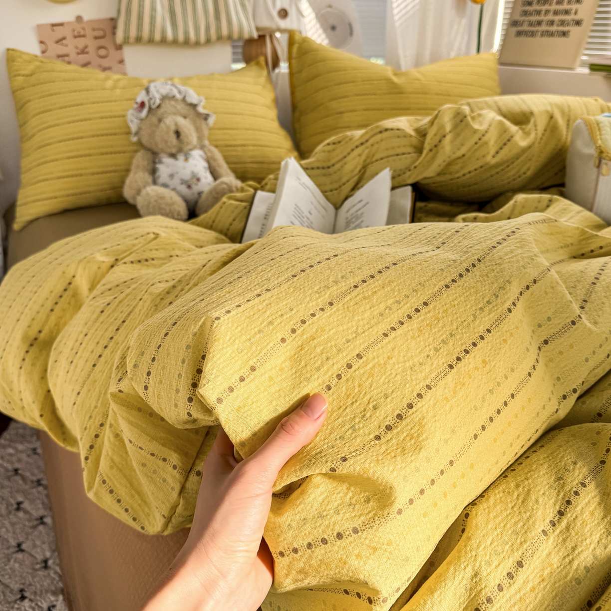 91家纺网 家纺一手货源 找家纺 多品家纺 2026年奶呼呼云感双层纱单被套 被套单件 薄荷焦糖