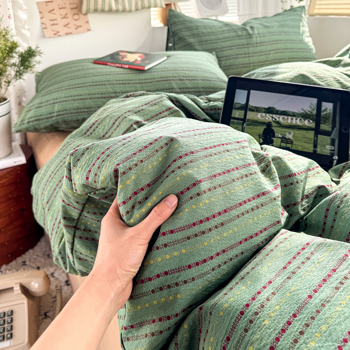 91家纺网 家纺一手货源 找家纺 多品家纺 2026年奶呼呼云感双层纱单被套 被套单件 薄荷青柚