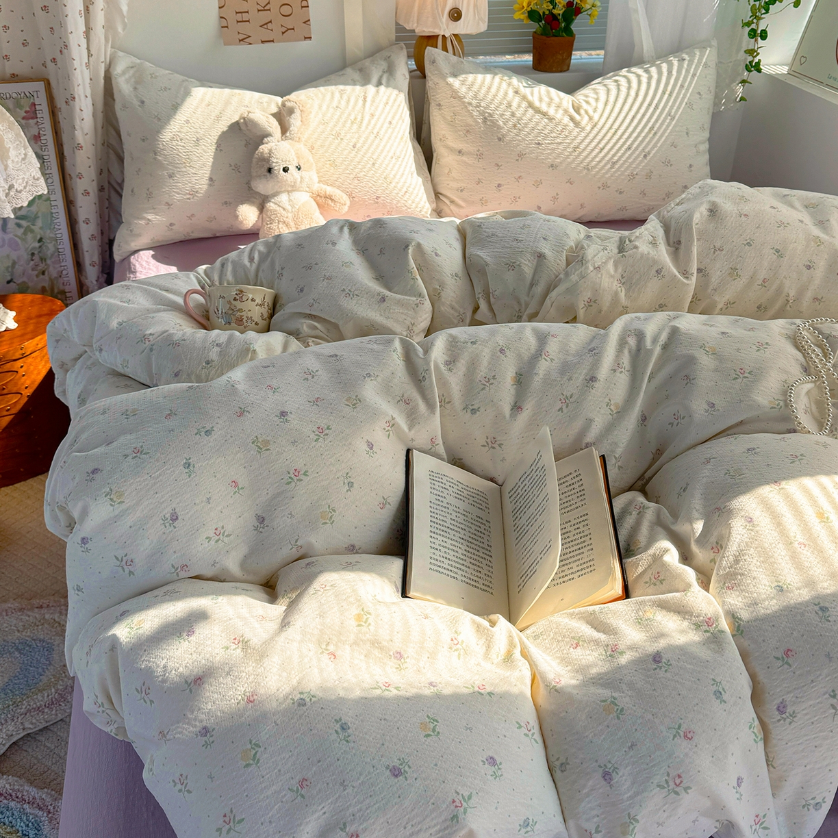 91家纺网 家纺一手货源 找家纺 多品家纺 2026年奶呼呼云感双层纱单被套 被套单件 白露紫