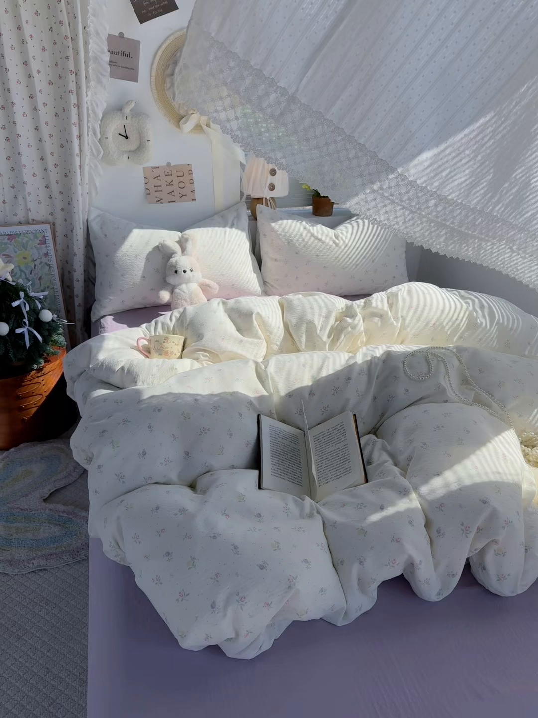 91家纺网 家纺一手货源 找家纺 多品家纺 2026年奶呼呼云感双层纱单被套 被套单件 白露紫