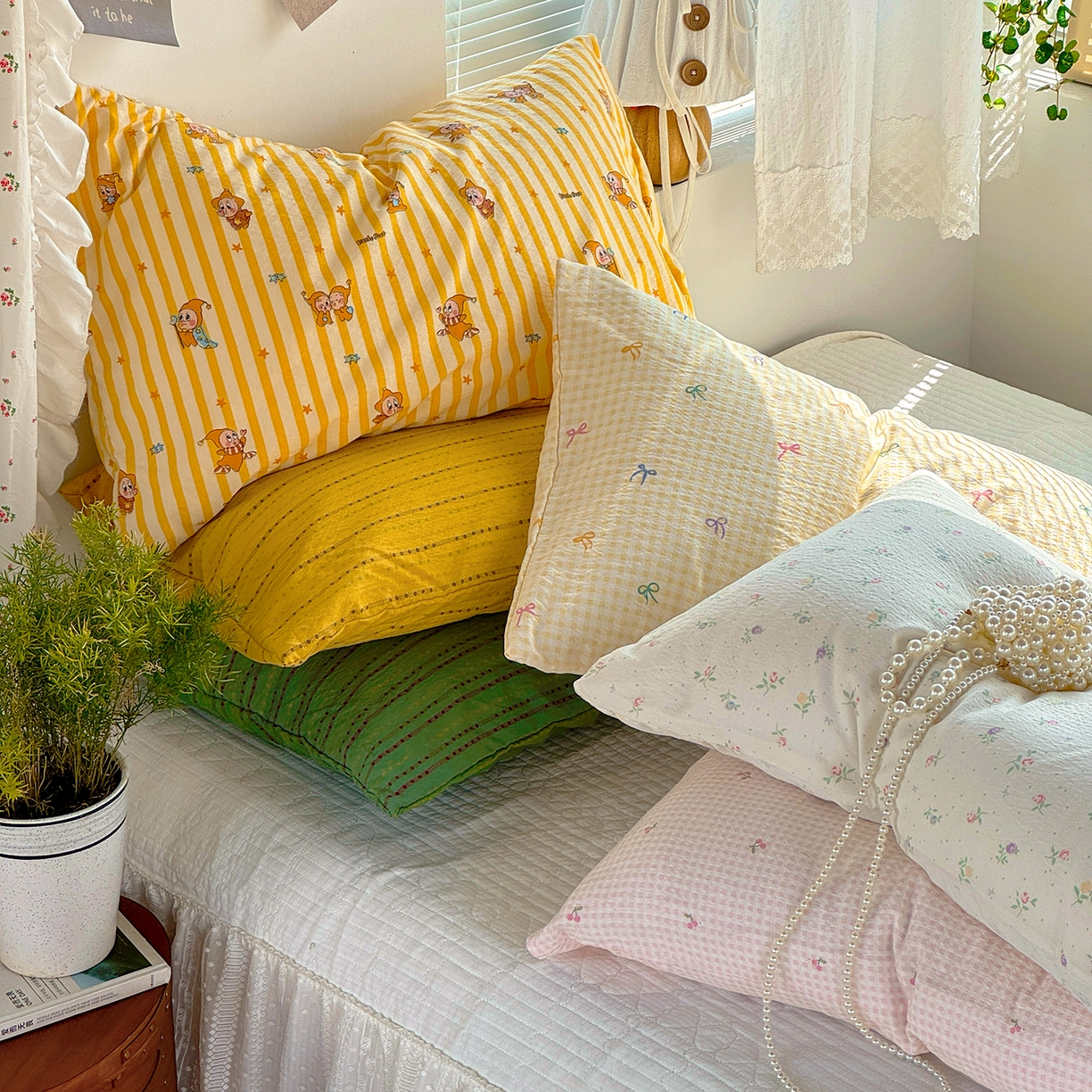 91家纺网 家纺一手货源 找家纺 （总）多品家纺 2026春夏新款超柔奶呼呼双层纱枕套 枕套单件