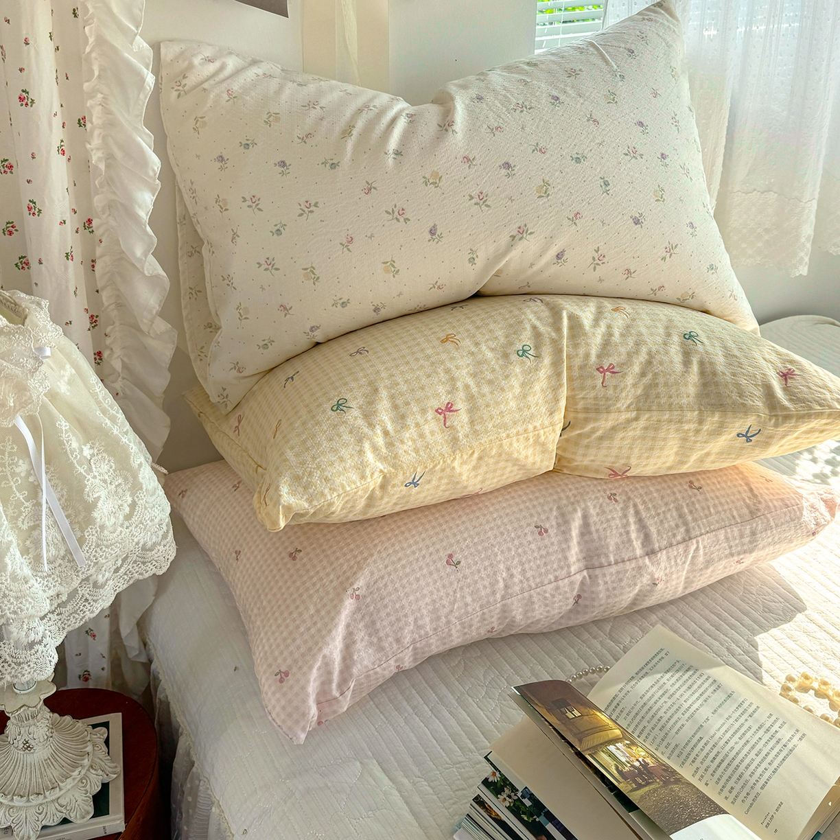 91家纺网 家纺一手货源 找家纺 （总）多品家纺 2026春夏新款超柔奶呼呼双层纱枕套 枕套单件