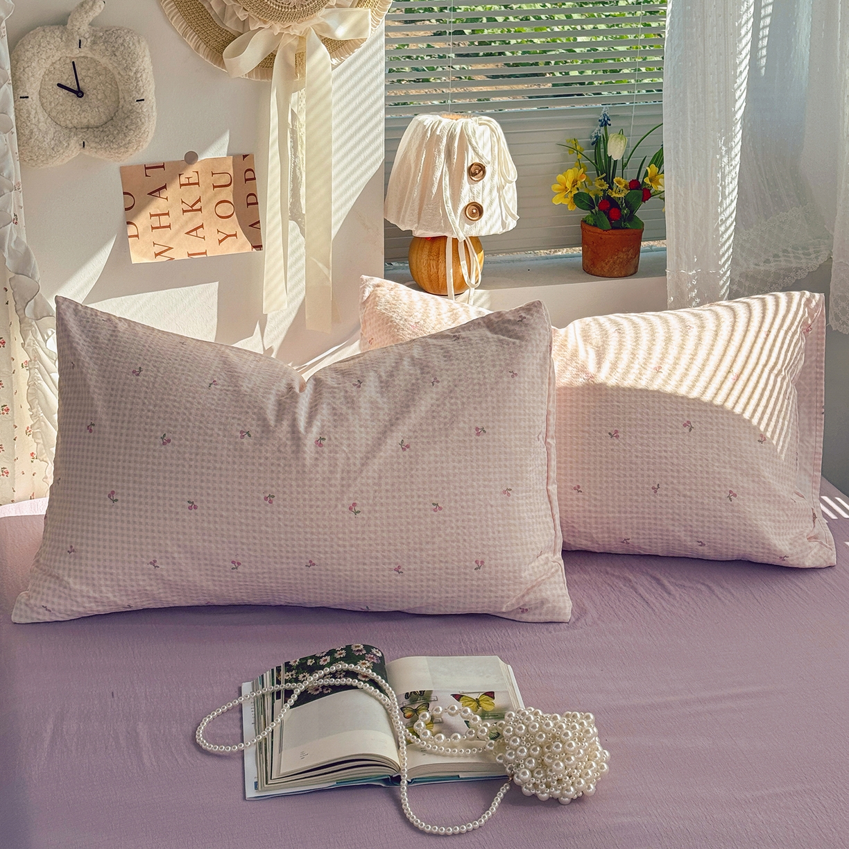 多品家纺 2026春夏新款超柔奶呼呼双层纱枕套 枕套单件 樱桃粉