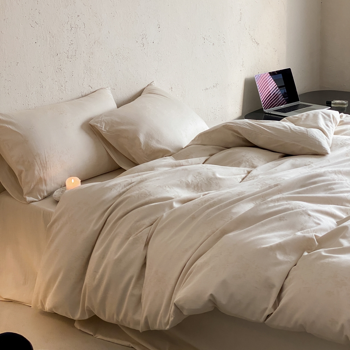 91家纺网 家纺一手货源 找家纺 （总）玉宇阁家居 2026新款色织棉麻大提花四件套-简约款