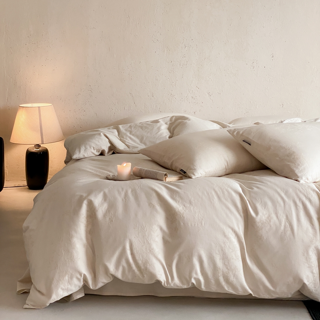 91家纺网 家纺一手货源 找家纺 （总）玉宇阁家居 2026新款色织棉麻大提花四件套-简约款