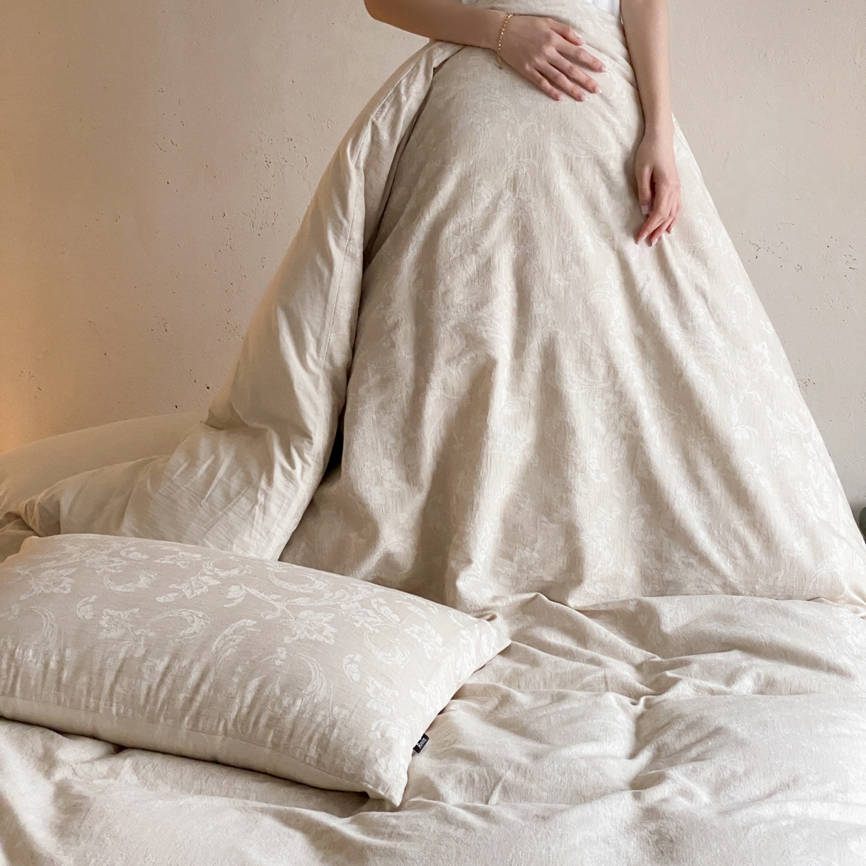 91家纺网 家纺一手货源 找家纺 玉宇阁家居 2026新款色织棉麻大提花四件套-简约款 简约款-莳光-浅痕