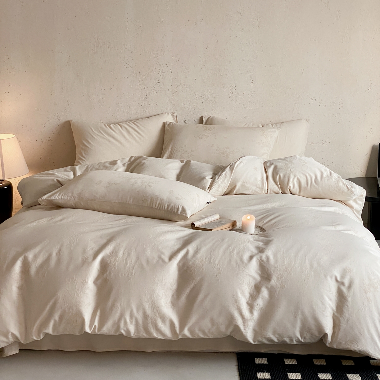 91家纺网 家纺一手货源 找家纺 玉宇阁家居 2026新款色织棉麻大提花四件套-简约款 简约款-匆匆