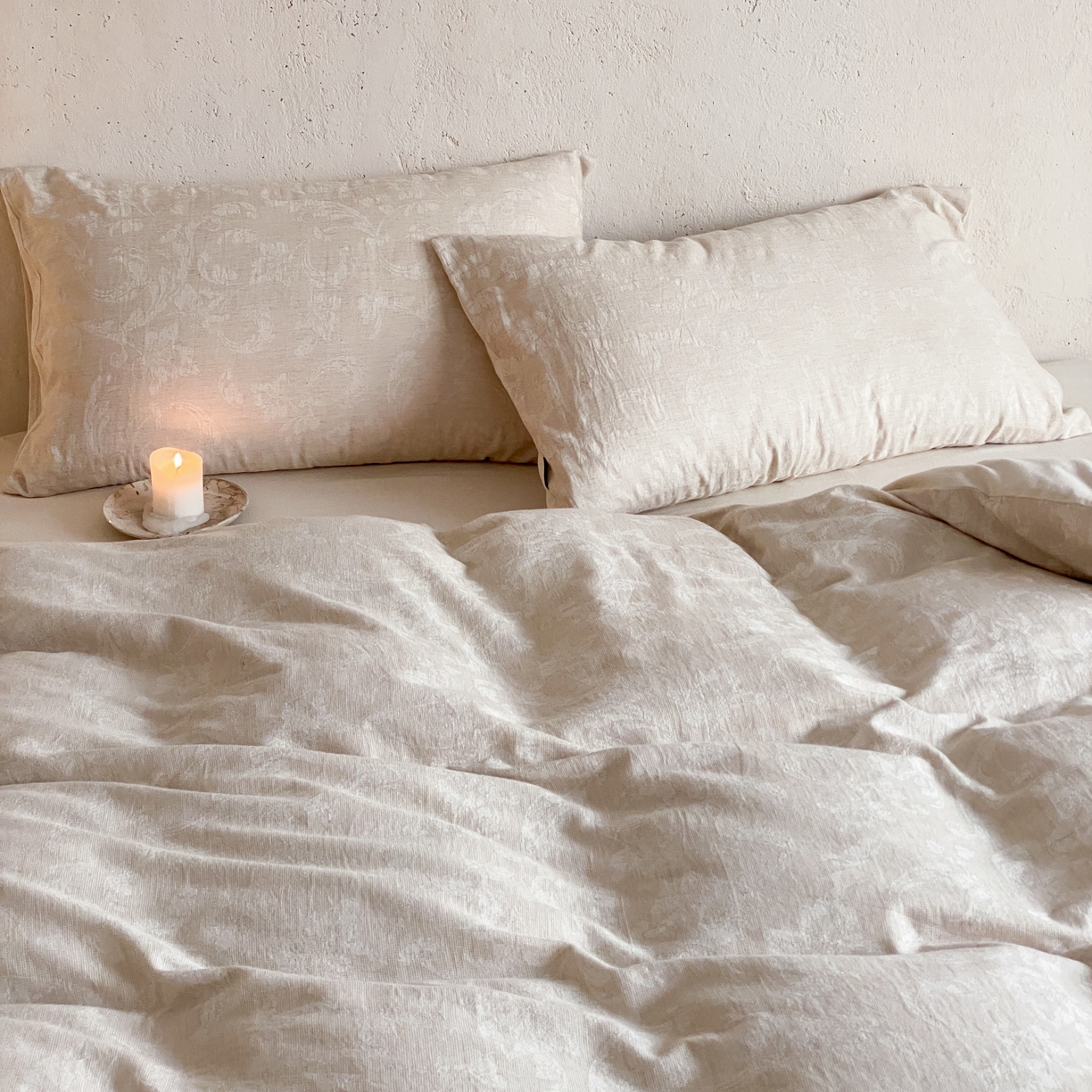 91家纺网 家纺一手货源 找家纺 玉宇阁家居 2026新款色织棉麻大提花四件套-简约款 简约款-莳光-浅痕