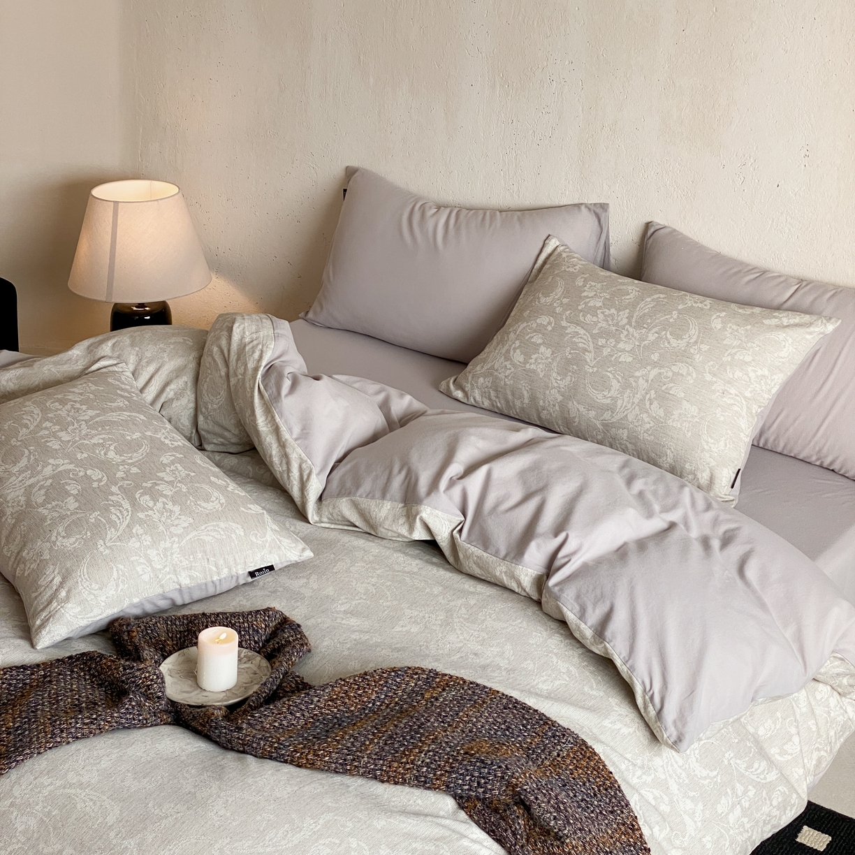 91家纺网 家纺一手货源 找家纺 玉宇阁家居 2026新款色织棉麻大提花四件套-简约款 简约款-莳光-苒