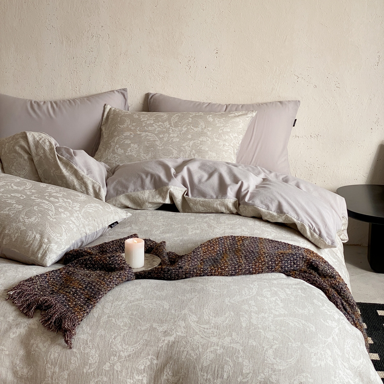 91家纺网 家纺一手货源 找家纺 玉宇阁家居 2026新款色织棉麻大提花四件套-简约款 简约款-莳光-苒