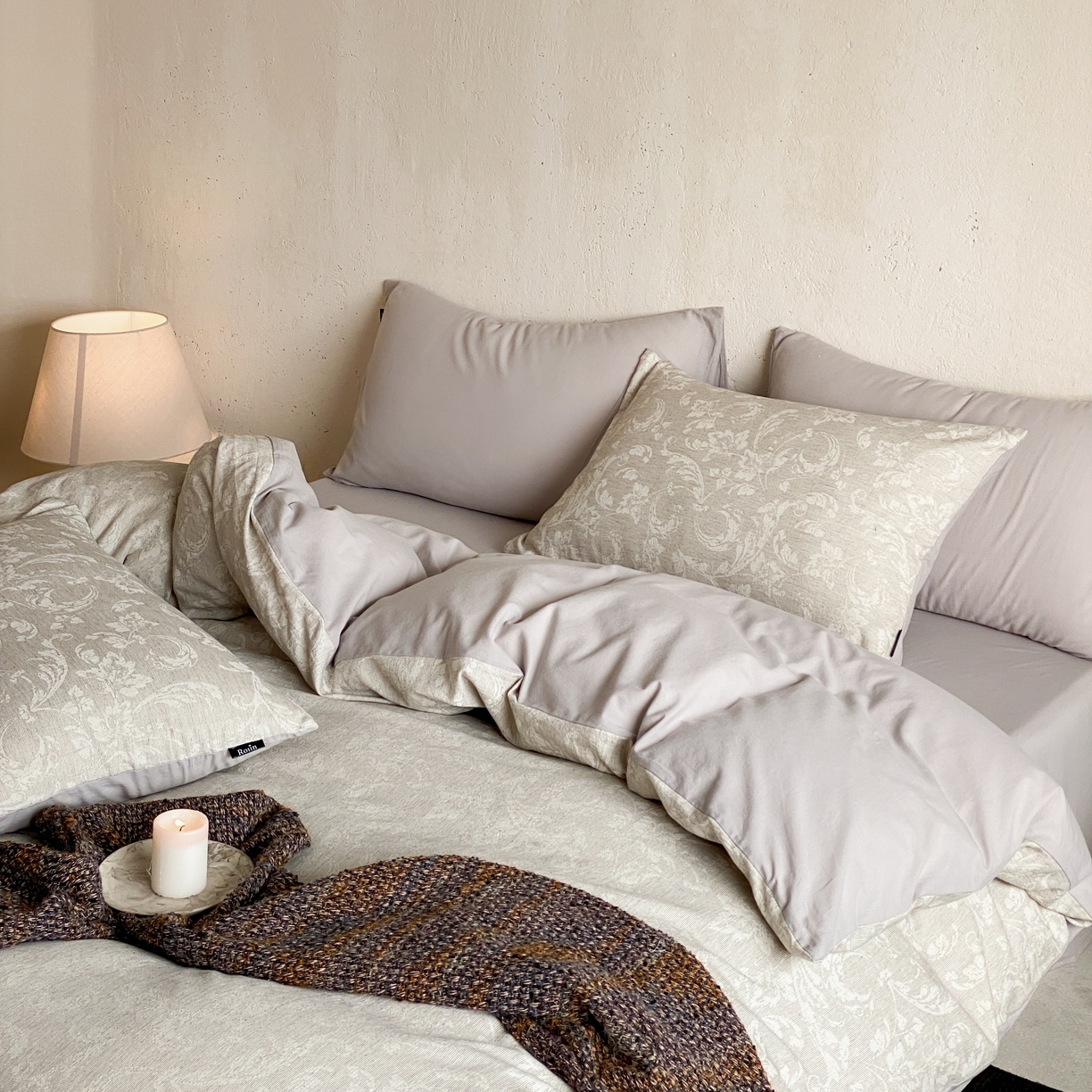 91家纺网 家纺一手货源 找家纺 玉宇阁家居 2026新款色织棉麻大提花四件套-简约款 简约款-莳光-苒