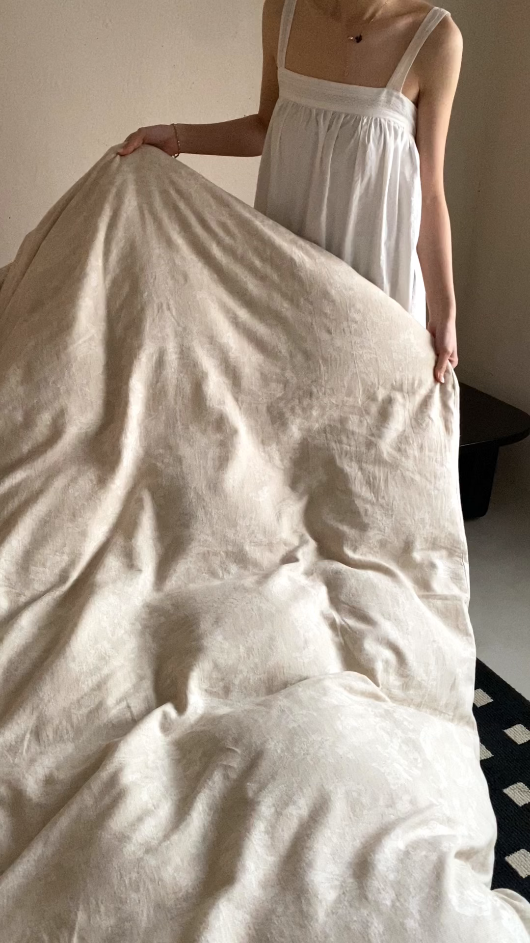 91家纺网 家纺一手货源 找家纺 玉宇阁家居 2026新款色织棉麻大提花四件套-简约款 简约款-莳光-浅痕