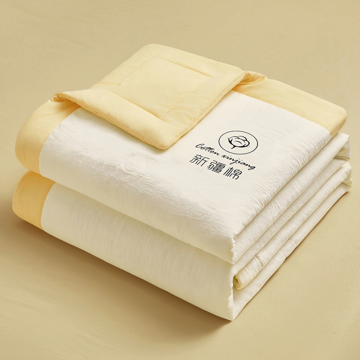 91家纺网 家纺一手货源 找家纺 晓时候 2026春夏新款纯色水洗棉双拼夏被新疆棉花被夏凉被空调被被子被芯-素夏 素夏-白黄